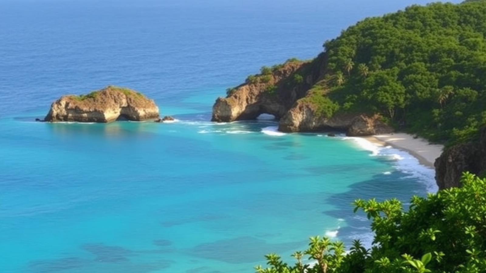 Côte turquoise et falaises verdoyantes de la Jamaïque
